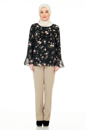 Plain Pants with Zipper Pocket - Khaki