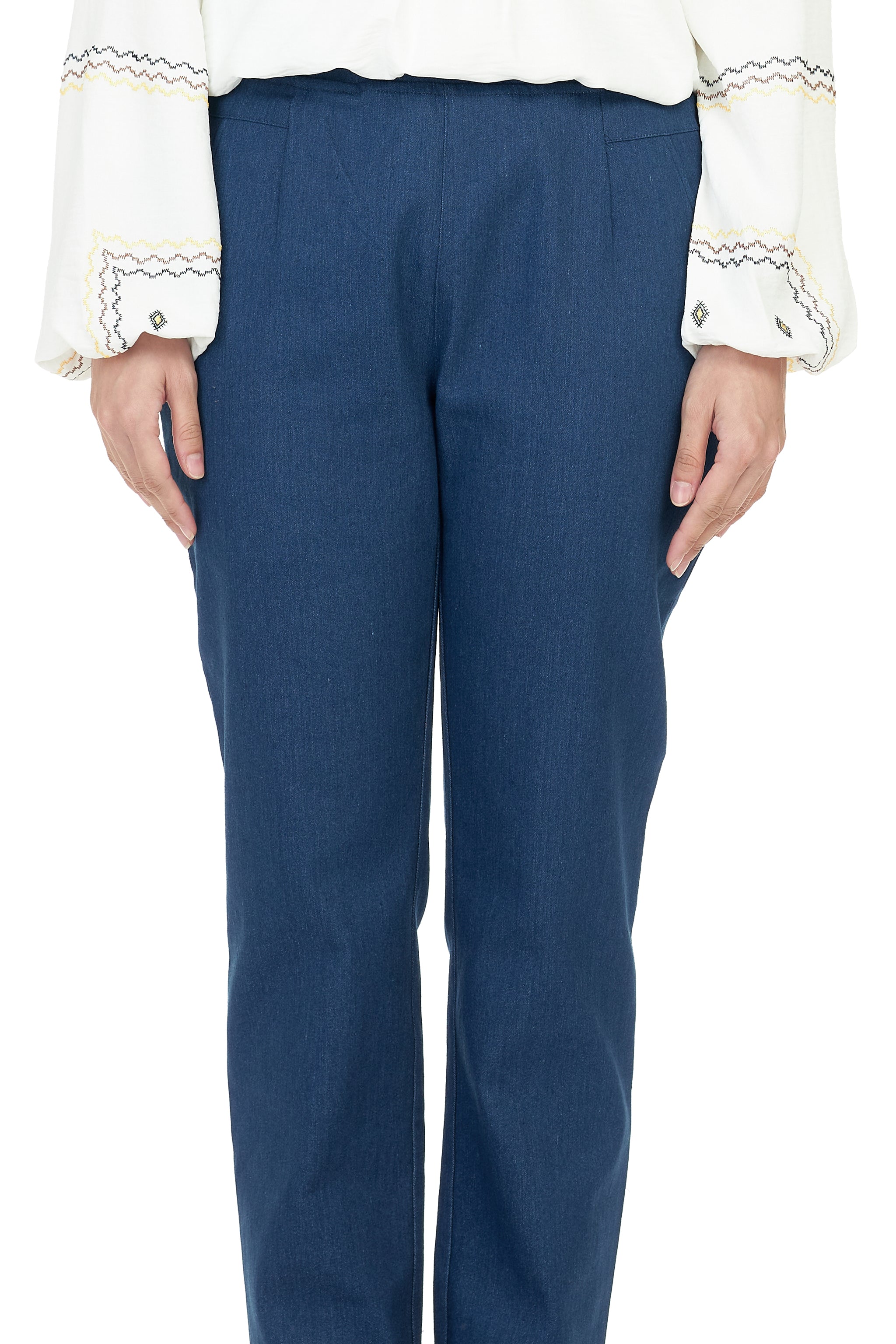 Cotton Denim Pant without Zipper - TOPGIRL