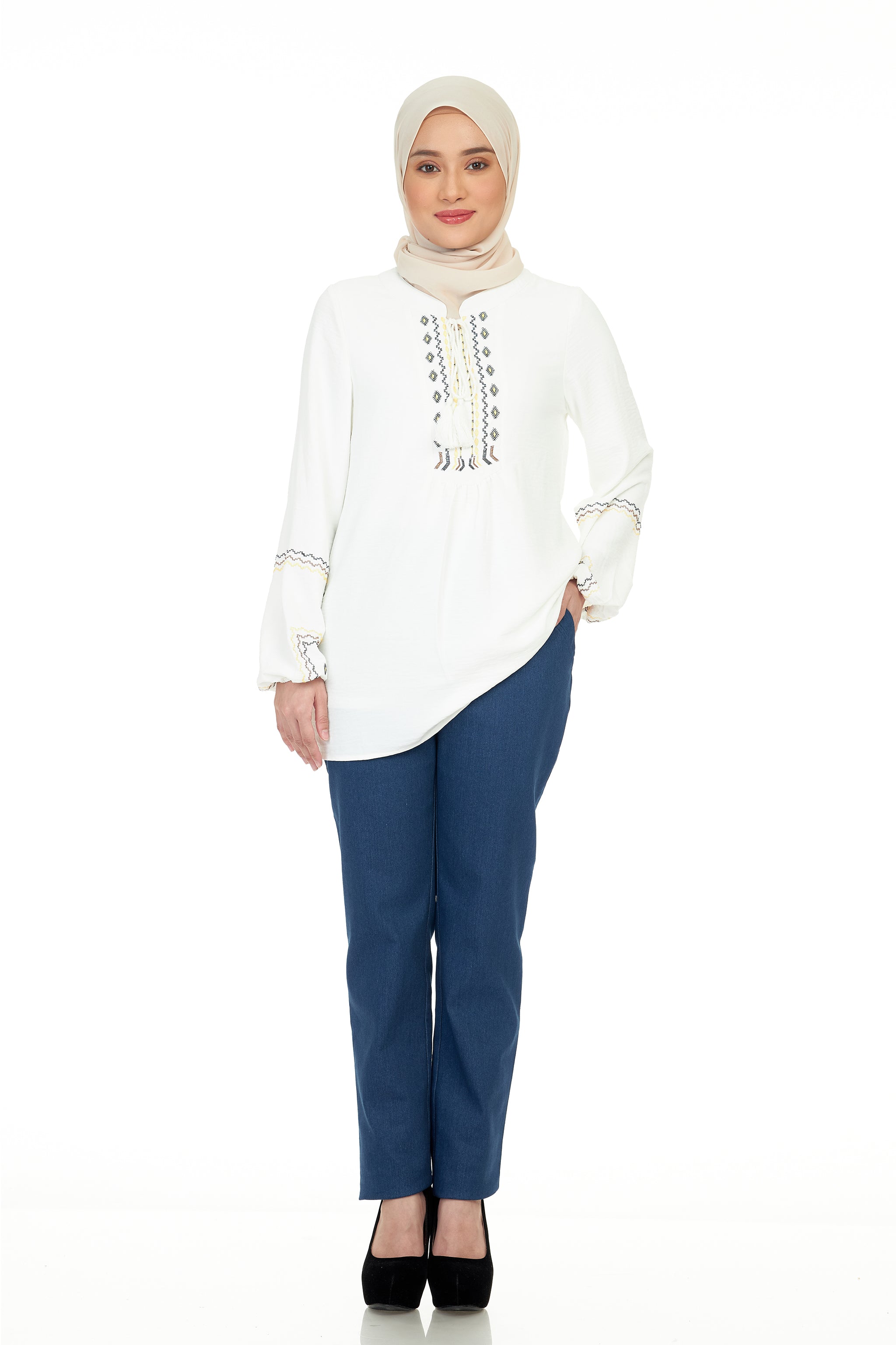 Cotton Denim Pant without Zipper - TOPGIRL