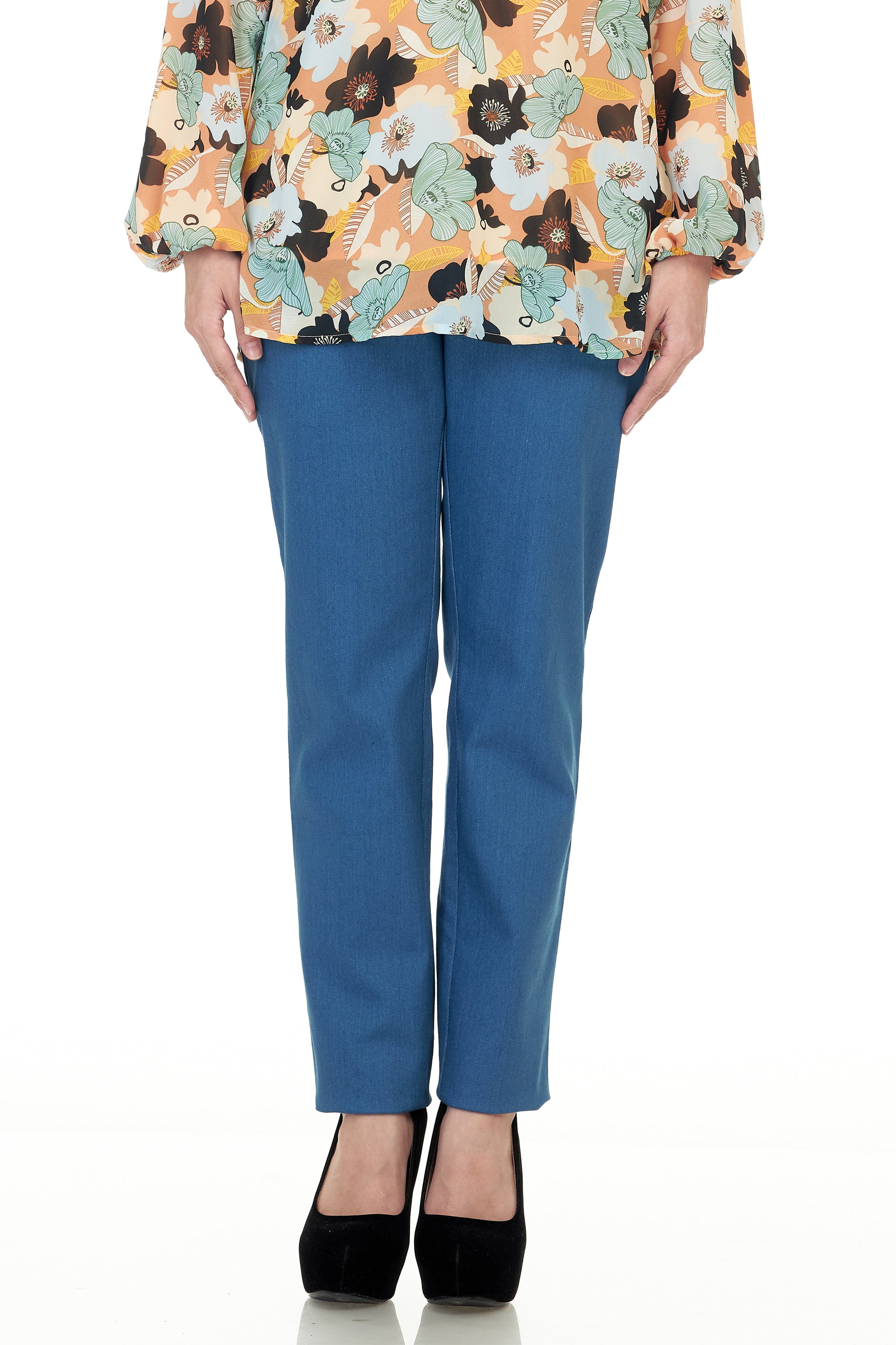 Cotton Denim Pant without Zipper - TOPGIRL